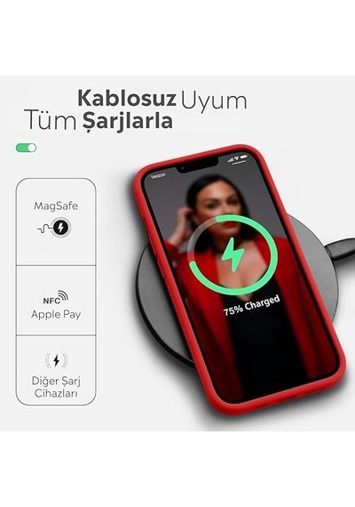 İphone Kılıf İnce Sıvı Silikon 3 Katmanlı Tam Kaplamalı Yumuşak Jel Kauçuk Kılıf Kapak Açık Kırmızı, İphone 11