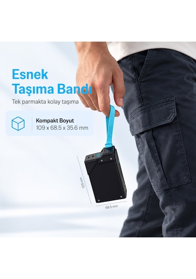 Bix Pb2065w 20000mah 65w Süper Hızlı Şarj Özellikli Powerbank Askılı Tasarım Pd Destekli Dijital Göstergeli Taşınabilir Şarj Cihazı Siyah