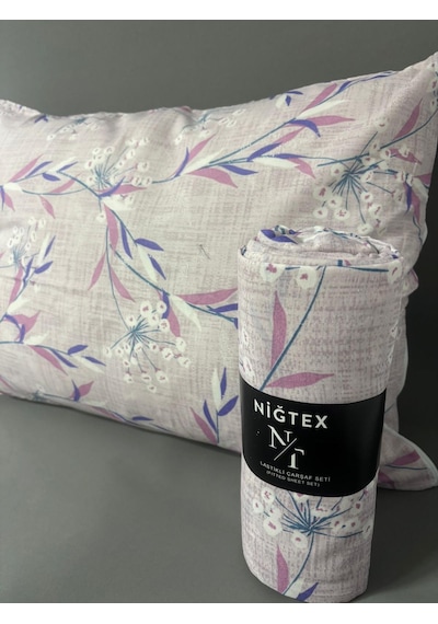 Nurlatex Çiçekli Battal Boy Lastikli Çarşaf Seti Mor - Lila