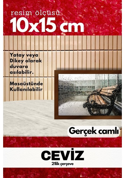 Gerçek Camlı 21lik Düz 10 X 15 Kahverengi Fotoğraf Resim Çerçevesi Ayaklı Arkalık Veya Duvara Asma