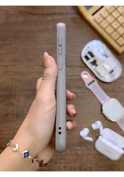 Samsung Galaxy A33 Uyumlu Premium Deri Dokulu Darbelere Karşı Dayanıklı Nazal Silikon Kılıf Gri