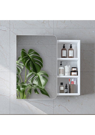 Likya Kulpsuz Tek Kapaklı Açık Raflı Aynalı Mdflam 70 Cm Aynalı Banyo Üst Dolabı Beyaz Likya Kulpsuz Tek Kapaklı Açık Raflı Aynalı Mdflam 70 Cm Aynalı Banyo Üst Dolabı Beyaz