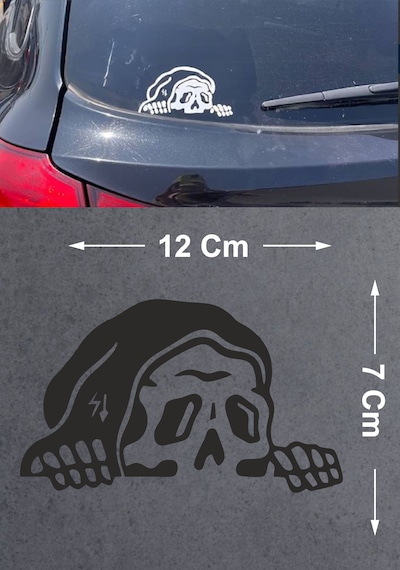 Bagajdan Bakan İskelet Sticker - Araba Oto Motosiklet Karavan Cam Sticker - 00112 12X7 Cm