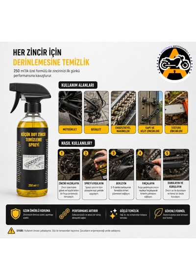 Akgüneş Motogaraj Zincir Temizleme Spreyi 250 Ml Motosiklet Zincir Bakım Ve Temizlik Ürünü