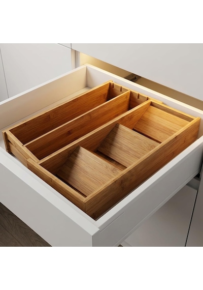 Ayarlanabilir Bambu Kaşıklık Ve Çekmece İçi Organizer - 5-7 Bölmeli Genişleyebilir Çatal Bıçak Düzenleyici 39.4 X 24 X 6.4 Cm Çok Renkli
