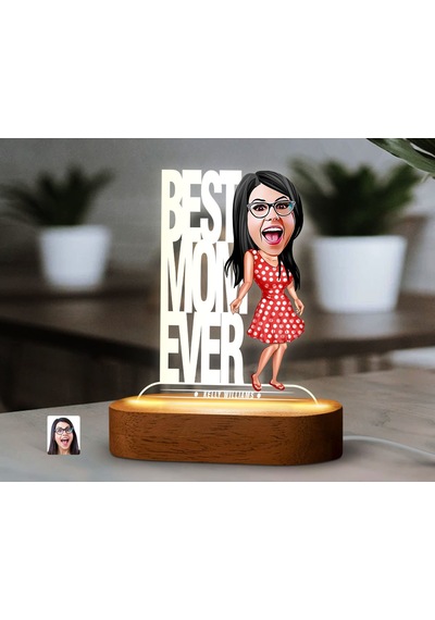 Bk Gift Kişiye Özel Anne Karikatürlü Dekoratif 3d Biblo Led Işıklı Gece Lambası-3, Anneye Hediye, Anneler Günü Hediyeleri Kobitmeyen138236 Bk Gift