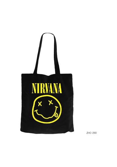 Nirvana Logo Siyah Kanvas Bez Çanta Siyah
