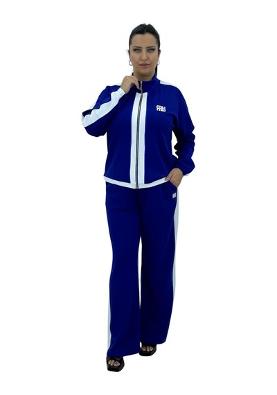 Büyük Beden Viskon Fermuarlı Taşlı Kolu Lastikli Alt Üst Kadın Spor Şık Takım Saks Mavi Büyük Beden Viskon Fermuarlı Taşlı Kolu Lastikli Alt Üst Kadın Spor Şık Takım Saks Mavi