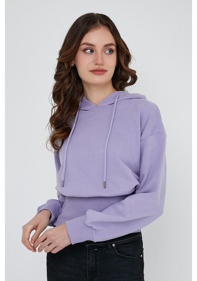 Kadın Karbon Fırçalı 3 İplik Oversize Sweatshirt Lila