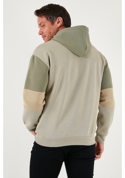 Buratti Pamuklu Relaxed Fit Kapüşonlu Içi Tüylü Yumuşak Şardonlu Erkek Sweat 5905299 Taş