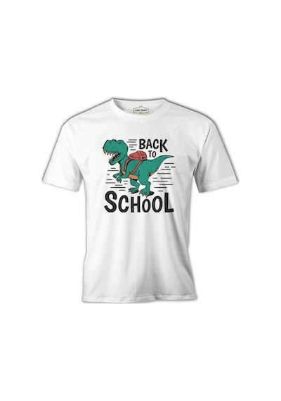 Dinosaur Back To School With The Bag Beyaz Erkek Tshirt 001