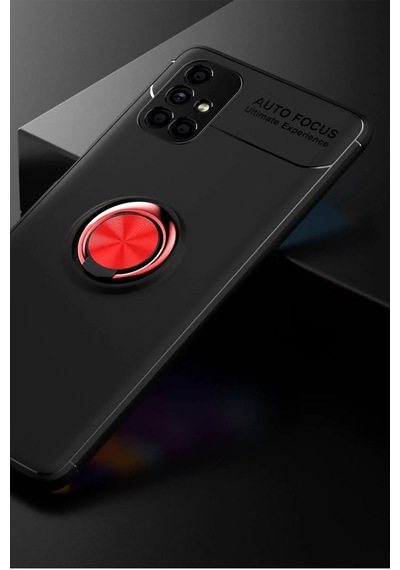 Cosmotex Newface Samsung Galaxy Uyumlu  M51 Kılıf Range Yüzüklü Silikon - Siyah-kırmızı