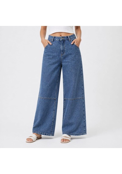 Alexander Gardi Alexandergardi Özel Koleksiyon Detaylı Geniş Paça Denim Pantolon Mavi