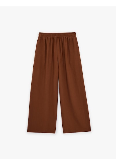 Koton Viskon Karışımlı Beli Lastikli Loose Fit Geniş Paça Palazzo Pantolon Bakır 6sak40217uw Bakır Koton Viskon Karışımlı Beli Lastikli Loose Fit Geniş Paça Palazzo Pantolon Bakır 6sak40217uw Bakır