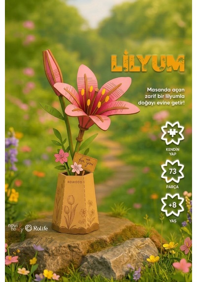 Ahşap Lilyum Maketi 3d Puzzle Ahşap Minyatür Maket Kiti Dıy Kendin Yap