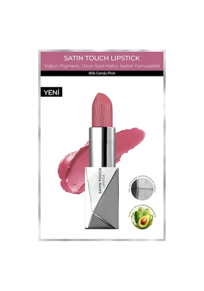 Alix Avien Uzun Süre Kalıcı Nemlendirici Pürüzsüz Etkili Yarı Mat Ruj Satin Touch Lipstick 806 Candy Pink