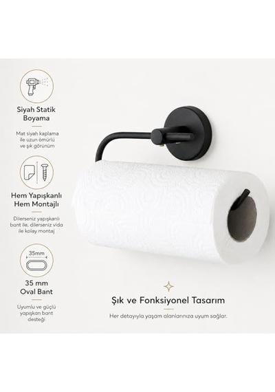 Lotus Siyah Kağıt Havluluk, Yapışkanlı Ve Vidalı Montajlı Rulo Havlu Askısı, Mat Siyah Statik Boyama, 35 Mm Oval Bantlı Mutfak Ve Banyo Kağıt Havlu Tutucu Diğer Lotus Siyah Kağıt Havluluk, Yapışkanlı Ve Vidalı Montajlı Rulo Havlu Askısı, Mat Siyah Statik Boyama, 35 Mm Oval Bantlı Mutfak Ve Banyo Kağıt Havlu Tutucu Diğer
