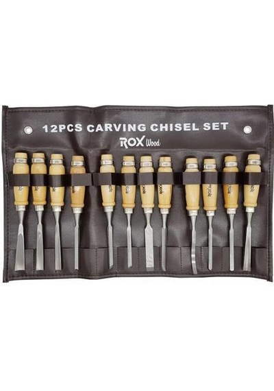 Rox Wood Ahşap Oyma Iskarpela Seti 12 Parça Metal Yüzüklü Saplı