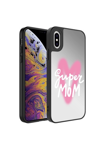 Apple Uyumlu iPhone X Kılıf Aynalı Desenli Kamera Korumalı Parlak Zore Mirror Kapak