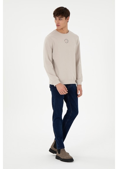 U.S. Polo Assn. Erkek Regular Fit Bisiklet Yaka Taş Sweatshirt 50293436-VR049