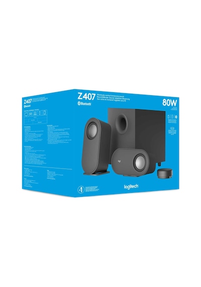 Z407 2.1 Bluetooth Hoparlör Sistemi, Subwoofer, Kompakt Tasarım, Kontrol Kadranı, 20 M Kablosuz Kullanım Mesafesi, 80 W, Siyah