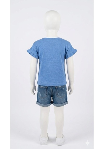 Benetton Kız Çocuk Mavi Tshirt
