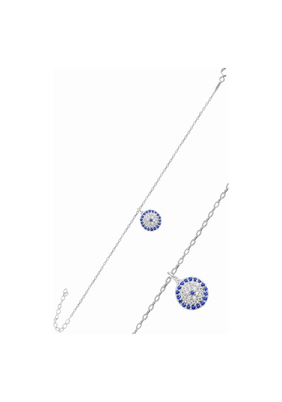 Gümüş Rodyumlu Zirkon Taşlı Nazar Bileklik N11.26976