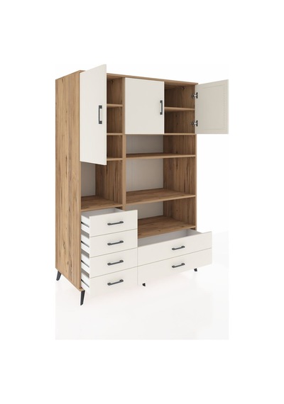 Kronos Dolap 9 Raflı 6 Çekmeceli 3 Kapaklı 132x59x195 Çam-ayt... Çam