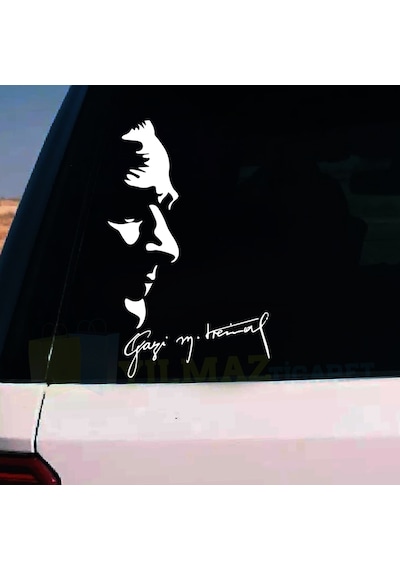Gazi Mustafa Kemal Atatürk Silüeti Imza Araba Oto Sticker Etiket
