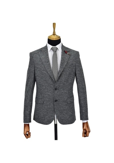 Erkek Tek Spor Ceket Çift Yırtmaçlı Bgl-st03972 Koyu Gri