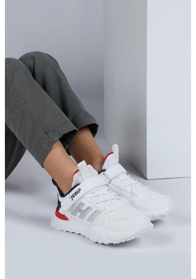 Jump 29602 Cırtlı Üniseks Çocuk Sneaker Günlük Spor Ayakkabı Beyaz Beyaz