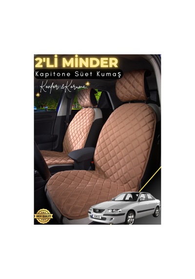 Mazda 626 Uyumlu 2'li Süet Oto Koltuk Minderi Terletmez Universal Oto Koltuk Kılıfı A1 Kahverengi
