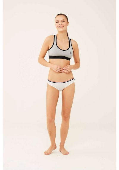 U.S. Polo Assn. Kadın Beyaz - Lacivert - Kırmızı 3 Lü Slip 66271 Kırmızı