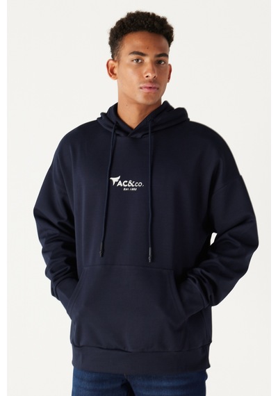 Ac&Co / Altınyıldız Classics Erkek Lacı Oversize Bol Kesim Kapüşonlu Pamuklu Baskılı Sweatshirt