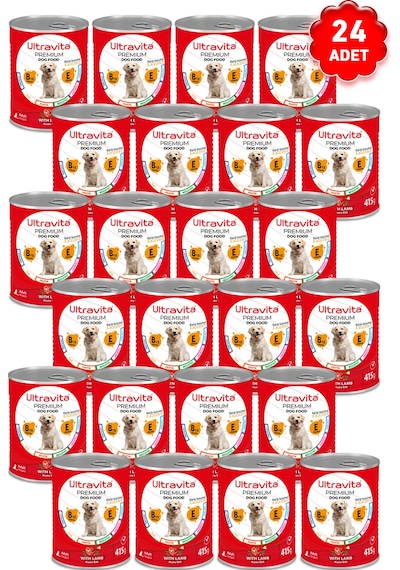 Ultravita Premium Yüksek Proteinli Kuzulu Konserve Yetişkin Köpek Maması 24 x 415 G