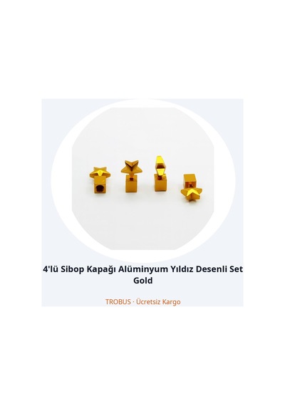 Trobus 4'lü Sibop Kapağı Alüminyum Yıldız Desenli Set Gold