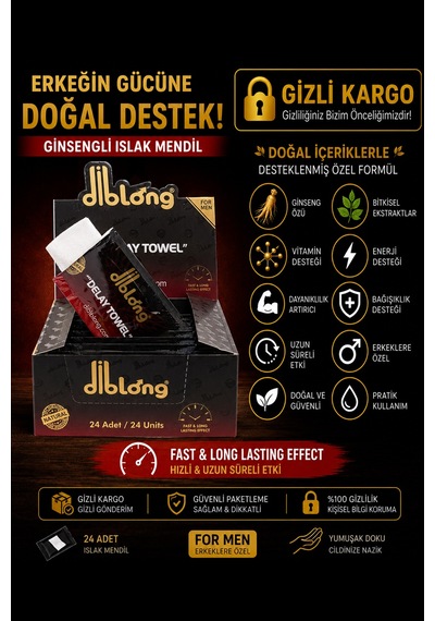 Diblong Ginsengli Islak Mendil 24 Adet Ginseng Özlü Erkeklere Özel Islak Mendil