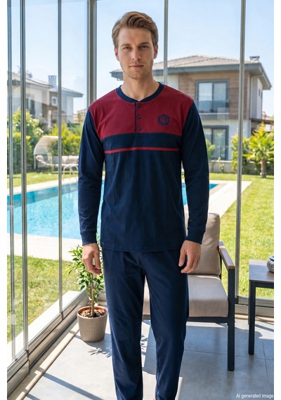 Remsa Erkek Uzun Kol Penye Pijama Takımı 3020 Lacivert