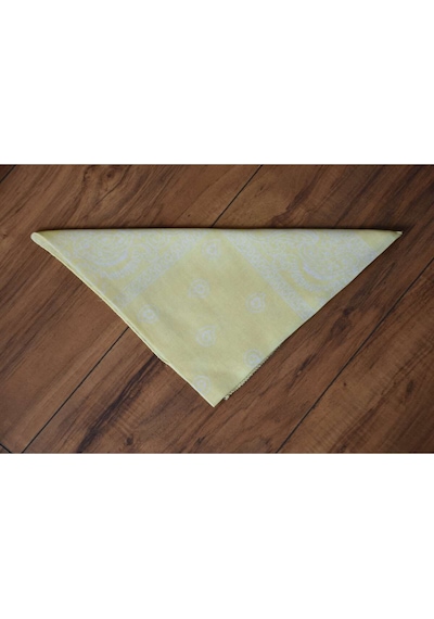 5 Al 4 Öde %100 Pamuk Unisex Etnik Desenli Bandana Açık Sarı