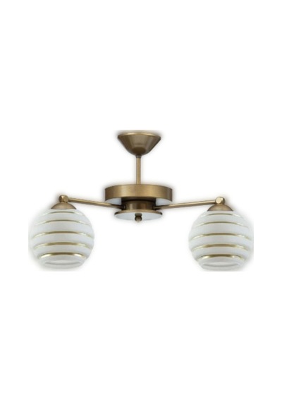 Eskitme 2'li Modern Gold Şerit Camlı Plofonyer Model Avize