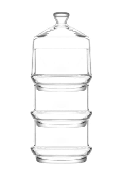 Lav Berry Cam Şekerlik Tekli 285 ml Cam Kapaklı (3 Katlı Sunumluk)