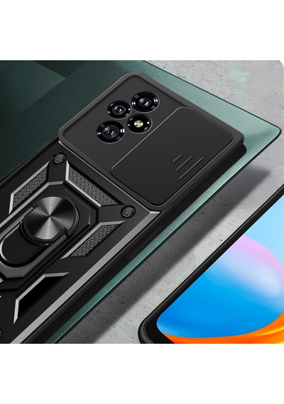 Honor 200 Kılıf Sürgülü Kamera Koruyucu Manyetik Standlı Tank Koruma Pazarplus Mavi