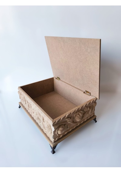 Ahşap-boyanabilir Ham Mdf-çiçek Desenli-çok Amaçlı Dekoratif Kutu