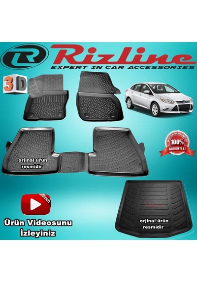 Focus 3 3D Paspas+Bagaj Havuzu Siyah Sedan 2011-2015 Arasırizline N11.8808
