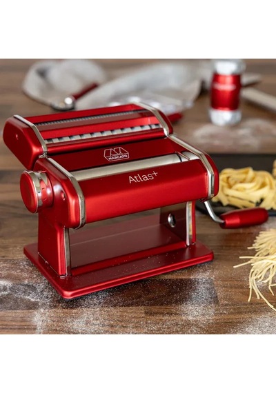 Marcato Atlas 150 Plus Kırmızı Makarna Makinesi + Pastabike Hamur Kesme Çarkı Seti