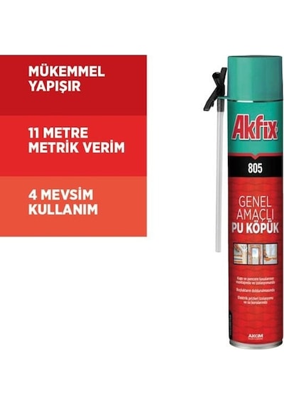 Akfix 805 Genel Amaçlı Pu Köpük 750 Ml 850 Gr 12 Adet