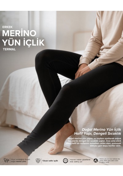 Bolero M62 Erkek Termal Alt Yün İçlik Siyah