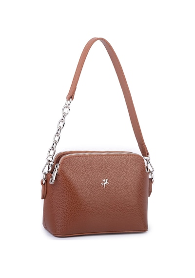 Nas Bag Kadın Sade Şık Omuz Ve Çapraz Zincirli Ve Uzun Çift Askılı 20x15 Cm Taba Lopez