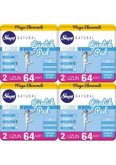 Sleepy Natural Günlük Ped Uzun 256 Adet Mega
