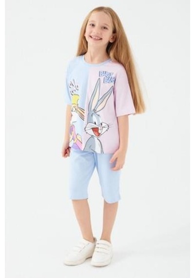 Yasin Tekstil Looney Tunes Kız Çocuk Kapri Takımı Mavi